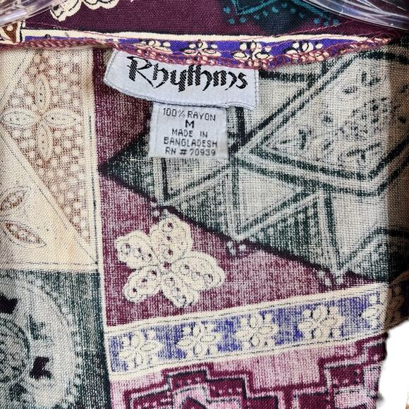 Vintage Rhythms Abstract Two Piece Vest And Skirt Set Button Down Brown Purple - Picture 5 of 12